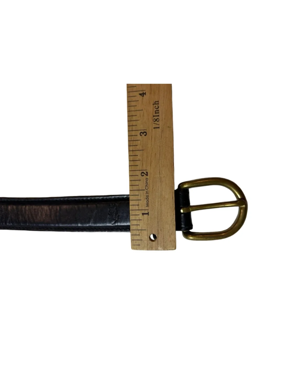Polo Ralph Lauren Black Leather Skinny Belt Brass Buckle No Size